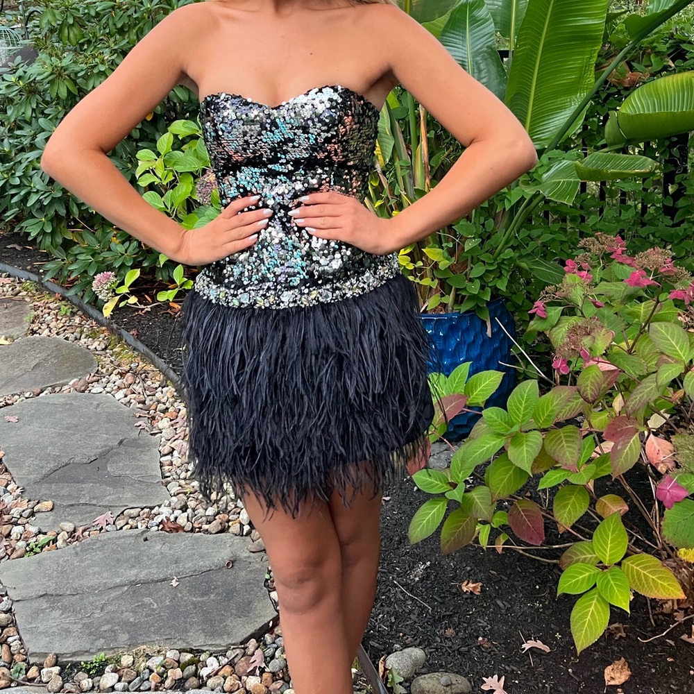 Night Moves Elegant Black Sequin Dress